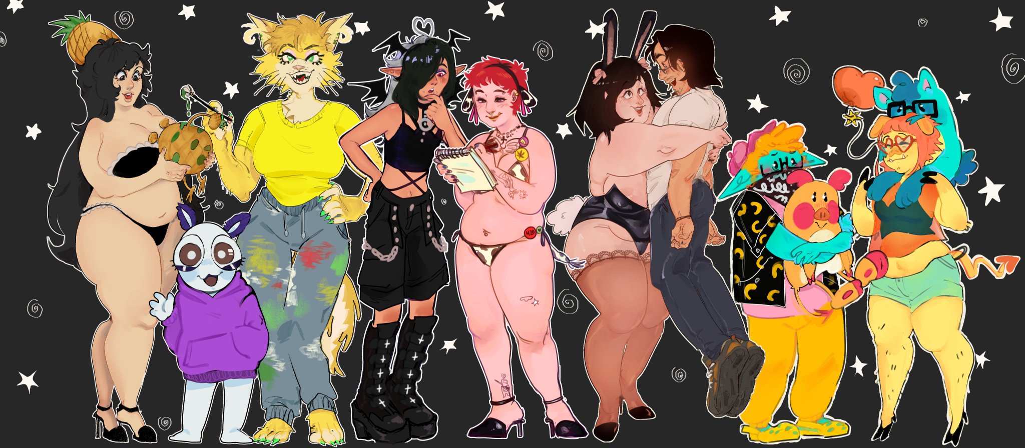 Artists for the banner throne! From left to right: @drcockula @null_backdoorho @friskyfeline69 @madorijpg @zaza7ur (<- The Artist!) @ChelHellbunny Myself, @buttpun and @Tompletono https://t.co/bnng0IptmK
