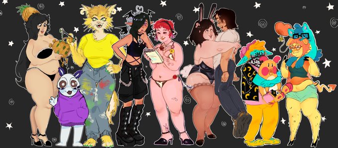 Sushi3c7 - Artists for the banner throne! From left to right: @drcockula @null_backdoorho @friskyfeline69 @madorijpg @zaza7ur (<- The Artist!) @ChelHellbunny Myself, @buttpun and @Tompletono https://t.co/bnng0IptmK