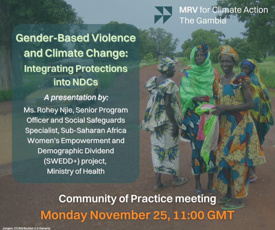 wa_mrv's tweet photo. How are #genderbasedviolence, #climatevulnerability & #developmentgoals connected? Join #TheGambia's CoP next monday for a talk by SWEDD+Gambia Social Safeguard Specialist Rohey Njie.
@swedd_africa #genderequality #NDCs #sustainabledevelopment #climateaction #humanrights #EndGBV https://t.co/C4th6Jkrzh