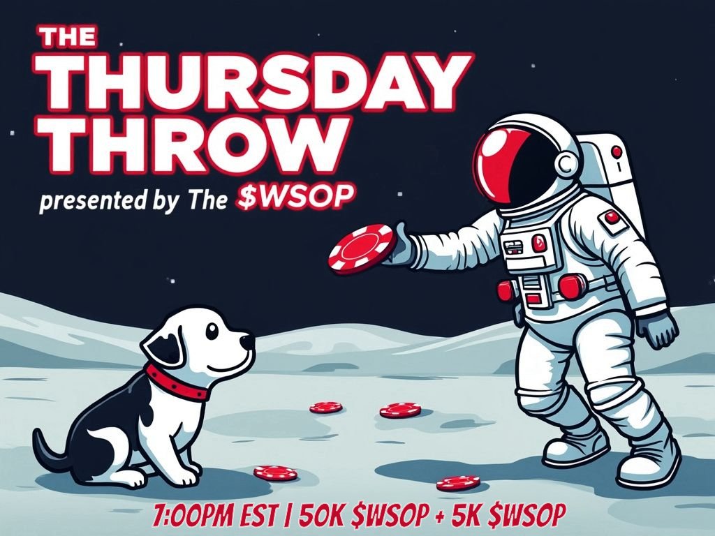 WSOPonSOL's tweet photo. NEW WEEKLY $WSOP TOURNAMENT!
The Thursday Throw! Registration open πΆ
Proceeded by the Friday Fetch!
Take a shot, and throw your name in the hat now!
Start: 7:00 PM EST Entry: 50K + 5K $WSOP
#Utility #Meme #Cryptoker https://t.co/XufZh2eBPq