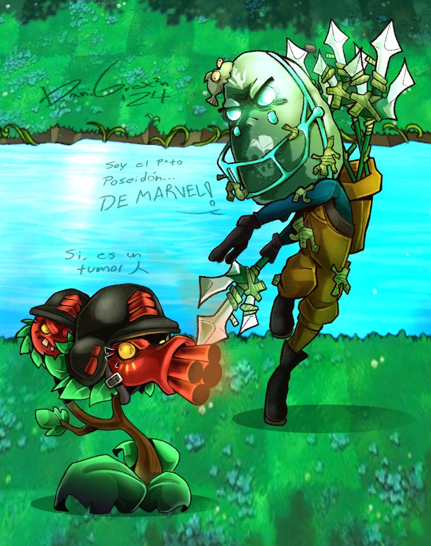 danigrex2n's tweet image. Giga-trident Zombie and Super Gatling Cherry  in my style🧜🏼‍♂️🏈🍒💥

#pvzart #pvzfusion #pvzsuperhybrid