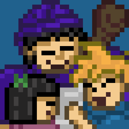 Bluepumkin_'s tweet photo. WOAH! Here's four pieces I made, thanks to people hitting me up on the '1 free emote' offer! Thank you so much @TheArtoVillainy , @thunderyeg , @souredtv , &amp; @VitoQuest ! Everyone, please go check out their content. 💙#pixelart #DragonQuest https://t.co/BxxVAdLI9K