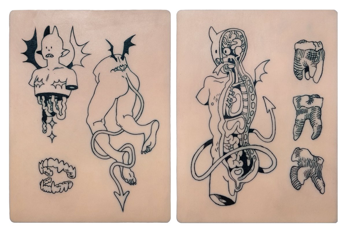 Primeras prácticas de tatuaje en piel sintética