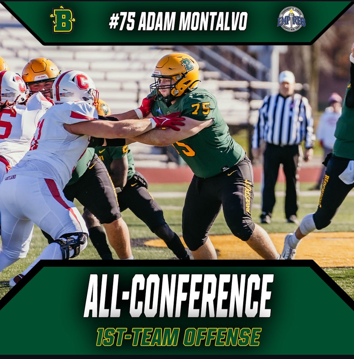 CONGRATULATIONS Class ‘22 ⁦<a href="/MahopacFB/">Coach DeMatteo</a>⁩ Alum <a href="/Adam10174/">Adam Montalvo</a> for earning <a href="/Empire8/">Empire 8</a> 1st Team All-Conference!!! AMAZING honor for this former PAC 🏈 student-athlete!!! #PACFBNextLevel #MahopacPROUD ⁦<a href="/BPort_Football/">Brockport Football</a>⁩ ⁦<a href="/BportAthletics/">Brockport Athletics</a>⁩