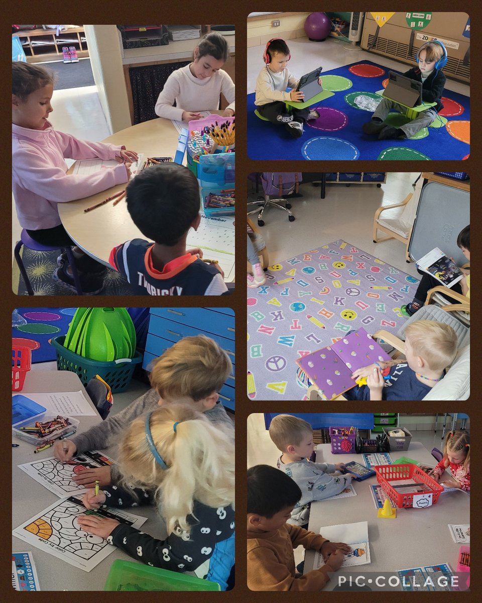 Kindergarteners have  learned how to be independent workers during literacy centers. #dg58pride #LEchoosesHAPPY