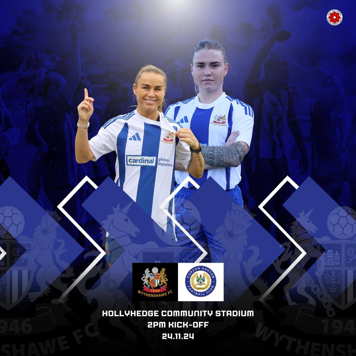 WythenshaweFCW's tweet photo. ⚽️NEXT UP⚽️

On Sunday we have a huge fixture as we host Curzon Ashton at Hollyhedge Park.

Following our draw earlier this season we’ll be looking to come away with all three points in a game which will be vitally important. 

£3 Adults, £1 Concessions &amp; U16

#UpTheAmmies https://t.co/37BYsQoz6o