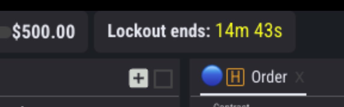 MichaelPatak's tweet photo. TopstepX Manual Lockout fans … check this out!! A sneak peek. You’re seeing what only I’m seeing. Comes out here very very soon. Looks like this if I hit the 15 minute lockout button and submit. Hit it and go take 15!! https://t.co/dK1huT29r7