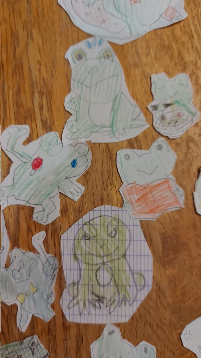 mori_daichi's tweet photo. Amazing!
My nephew prepared a surprise for me and just drew a collection of 60 frogs!Maybe we will mint this!🐸 https://t.co/qUp8B2GMd5