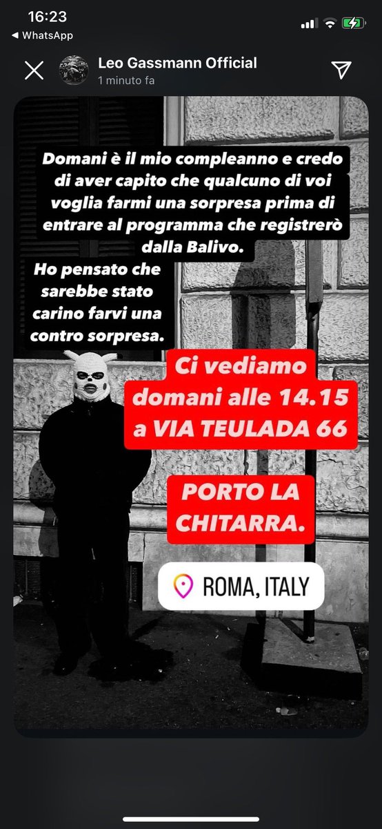 Domani ci sarà qualcuno da Leo Gassman? Io andrò da sola 🤍