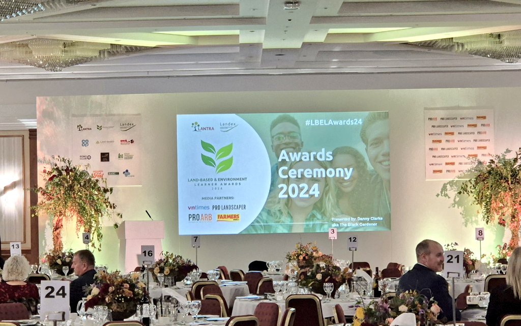 Great to be at <a href="/LantraUK/">Lantra</a> <a href="/Landexnews/">Landex</a> Land based &amp; Environmental Learner of the Year Awards 2024. Good luck to all the finalists 🤞😎 #LBELawards24