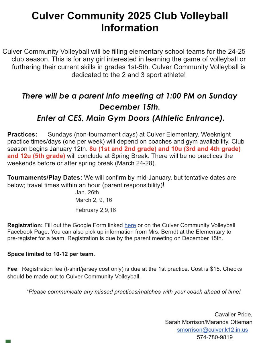 Culver Community Volleyball (@culvercavsvball) on Twitter photo 