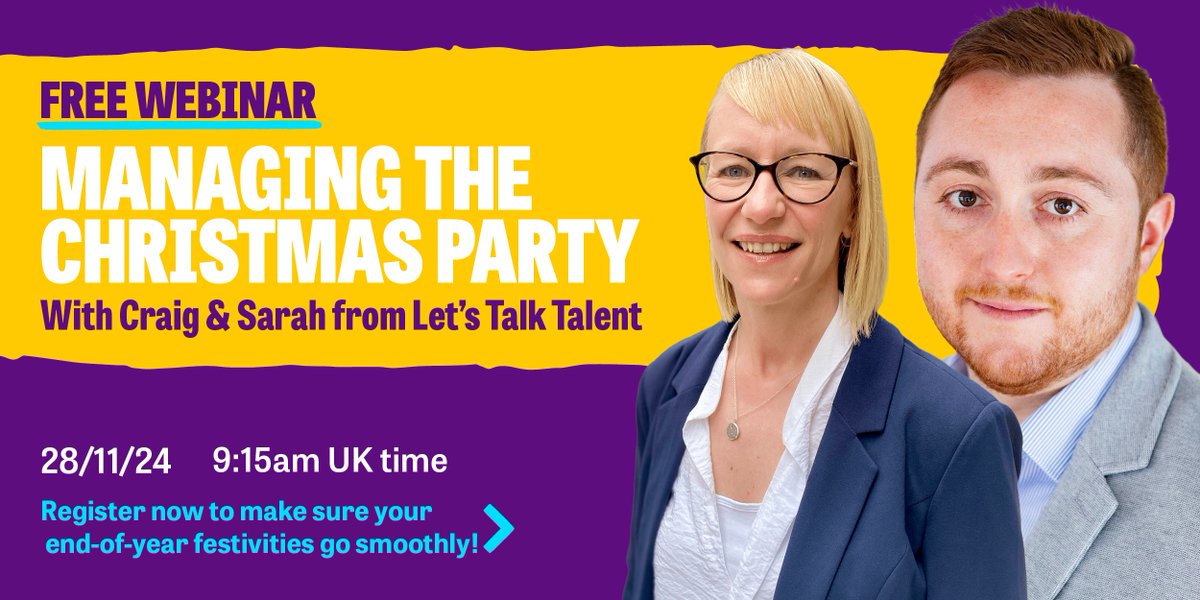 🎥 Have you signed up to next week's webinar?

Join Craig and Sarah as the workplace Christmas party minefield, and how to take it all in your stride as a HR professional without being seen as a 'Grinch'! 🎄

i.mtrbio.com/taosqsmmwt
#HR #HumanResources #LetsTalkTalent