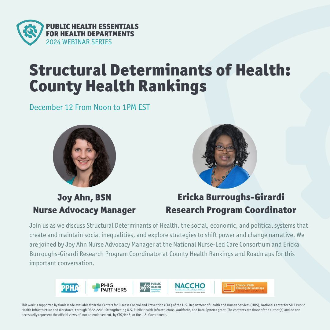 Join us as we discuss Structural Determinants of Health, the social, economic, and political systems that create and maintain social inequalities, and explore strategies to shift power and change narrative. 

buff.ly/3ZerHKa