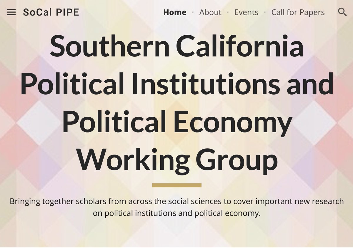 Jeff Jenkins (@jaj7d) on Twitter photo One of the really fun things I've been able to do since moving to <a href="/USCPrice/">USC Price School</a> 7.5 years ago is bring together all the great scholars in the SoCal area who do Political Economy. The SoCal Political Institutions and Political Economy Working Group meets three times a year... One of the really fun things I've been able to do since moving to <a href="/USCPrice/">USC Price School</a> 7.5 years ago is bring together all the great scholars in the SoCal area who do Political Economy. The SoCal Political Institutions and Political Economy Working Group meets three times a year...