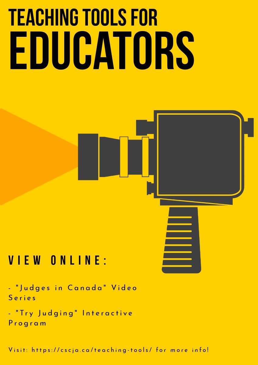 Judges In Canada! (@judgescanada) on Twitter photo View our website cscja.ca/teaching-tools/ for more info about our educational videos on YouTube! :) youtube.com/judgesincanada…
<a href="/NSLegalAid/">Nova Scotia Legal Aid</a> <a href="/KingsBench_AB/">Court of King's Bench of Alberta</a> <a href="/OJEN_WR/">OJEN-ROEJ (Waterloo Region)</a> <a href="/BCLawMatters/">BCLawMatters</a> <a href="/legalaidbc/">Legal Aid BC</a> <a href="/LawNowMag/">LawNow Magazine</a> <a href="/Clicklaw/">Clicklaw</a> <a href="/LawFoundationOn/">The Law Foundation of Ontario</a> <a href="/JusticeEd/">Justice Education Society (JES)</a> <a href="/LegalInfoNS/">Legal Information Society of Nova Scotia (LISNS)</a> <a href="/A2JBC/">ACCESS to JUSTICE BC</a> <a href="/CourtsNS_News/">Nova Scotia Courts</a> <a href="/MBCourts/">Manitoba Courts</a> View our website cscja.ca/teaching-tools/ for more info about our educational videos on YouTube! :) youtube.com/judgesincanada…
<a href="/NSLegalAid/">Nova Scotia Legal Aid</a> <a href="/KingsBench_AB/">Court of King's Bench of Alberta</a> <a href="/OJEN_WR/">OJEN-ROEJ (Waterloo Region)</a> <a href="/BCLawMatters/">BCLawMatters</a> <a href="/legalaidbc/">Legal Aid BC</a> <a href="/LawNowMag/">LawNow Magazine</a> <a href="/Clicklaw/">Clicklaw</a> <a href="/LawFoundationOn/">The Law Foundation of Ontario</a> <a href="/JusticeEd/">Justice Education Society (JES)</a> <a href="/LegalInfoNS/">Legal Information Society of Nova Scotia (LISNS)</a> <a href="/A2JBC/">ACCESS to JUSTICE BC</a> <a href="/CourtsNS_News/">Nova Scotia Courts</a> <a href="/MBCourts/">Manitoba Courts</a>