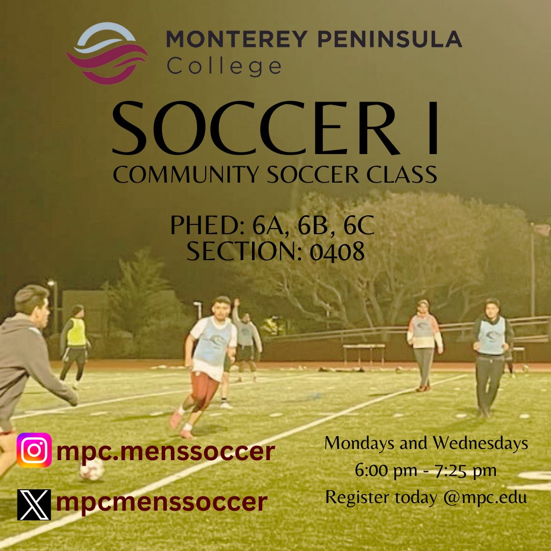 mpcmenssoccer's tweet photo. Love soccer! Let’s play pick up twice a week! The more serious players can join @mpcmenssoccer  spring training class and test their skills in spring competition! @_MPCAthletics @MPCFDN @MontereyBayFC @SeasideHigh @alisalfutbol @MarinaAthletics @GHSSpartans @SHSCowboyAthltc https://t.co/u0HeEAV2dL