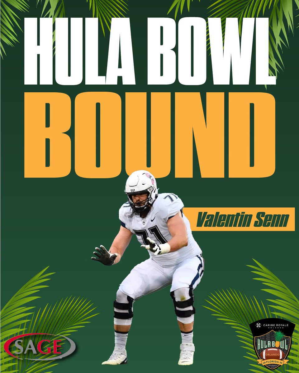 Hula_Bowl's tweet photo. Hula Bowl Bound! 👏🏼

@ValentinSenn has officially accepted his invite to the Caribe Royale Orlando 2025 Hula Bowl All-Star Game! 

#CTFootball | #HulaBowl2025 🏈
@UConnFootball @SAGECards @cariberoyale @NFL @CoachScottFB https://t.co/deA51jx1ca
