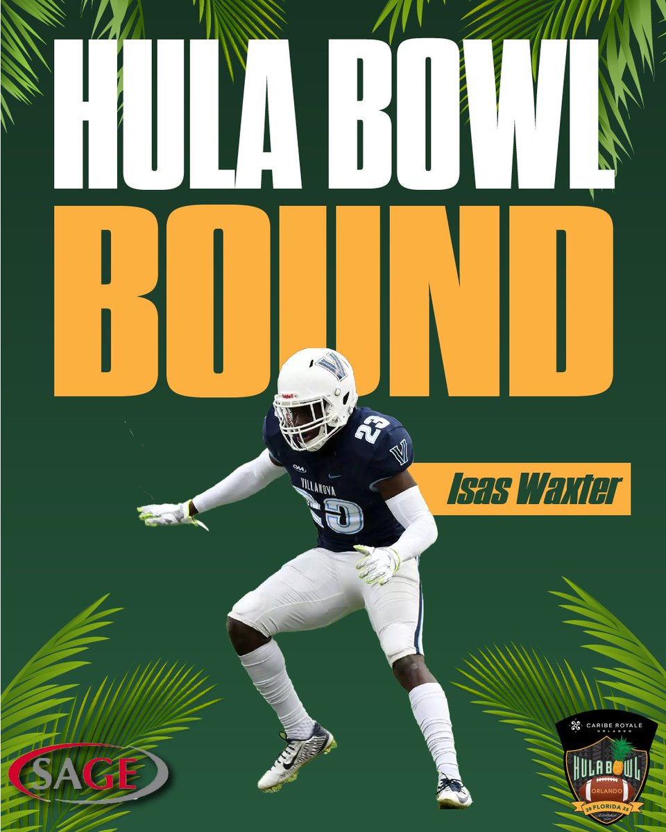 Hula Bowl (@hula_bowl) on Twitter photo Hula Bowl Bound! 👏🏼
<a href="/isaswaxter2/">Isas Waxter ll</a> has officially accepted his invite to the Caribe Royale Orlando 2025 Hula Bowl All-Star Game!
#TapTheRock | #HulaBowl2025 🏈
<a href="/NovaFootball/">Villanova Football</a> <a href="/SAGECards/">SAGE Collectibles</a> <a href="/cariberoyale/">Caribe Royale Orlando</a> <a href="/NFL/">NFL</a> <a href="/CoachScottFB/">Coach Scott Phillips</a> Hula Bowl Bound! 👏🏼
<a href="/isaswaxter2/">Isas Waxter ll</a> has officially accepted his invite to the Caribe Royale Orlando 2025 Hula Bowl All-Star Game!
#TapTheRock | #HulaBowl2025 🏈
<a href="/NovaFootball/">Villanova Football</a> <a href="/SAGECards/">SAGE Collectibles</a> <a href="/cariberoyale/">Caribe Royale Orlando</a> <a href="/NFL/">NFL</a> <a href="/CoachScottFB/">Coach Scott Phillips</a>