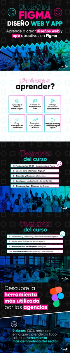 NUEVO CURSO DE FIGMA  🚀

Os presentamos nuestro nuevo curso de “FIGMA: diseño web, app y prototipado”. 

Figma es la herramienta más usada por Agencias y más mencionada en Reunión de Agencias. ¡Nos piden alumnos que manejen esta herramienta!

Más info en:
➤