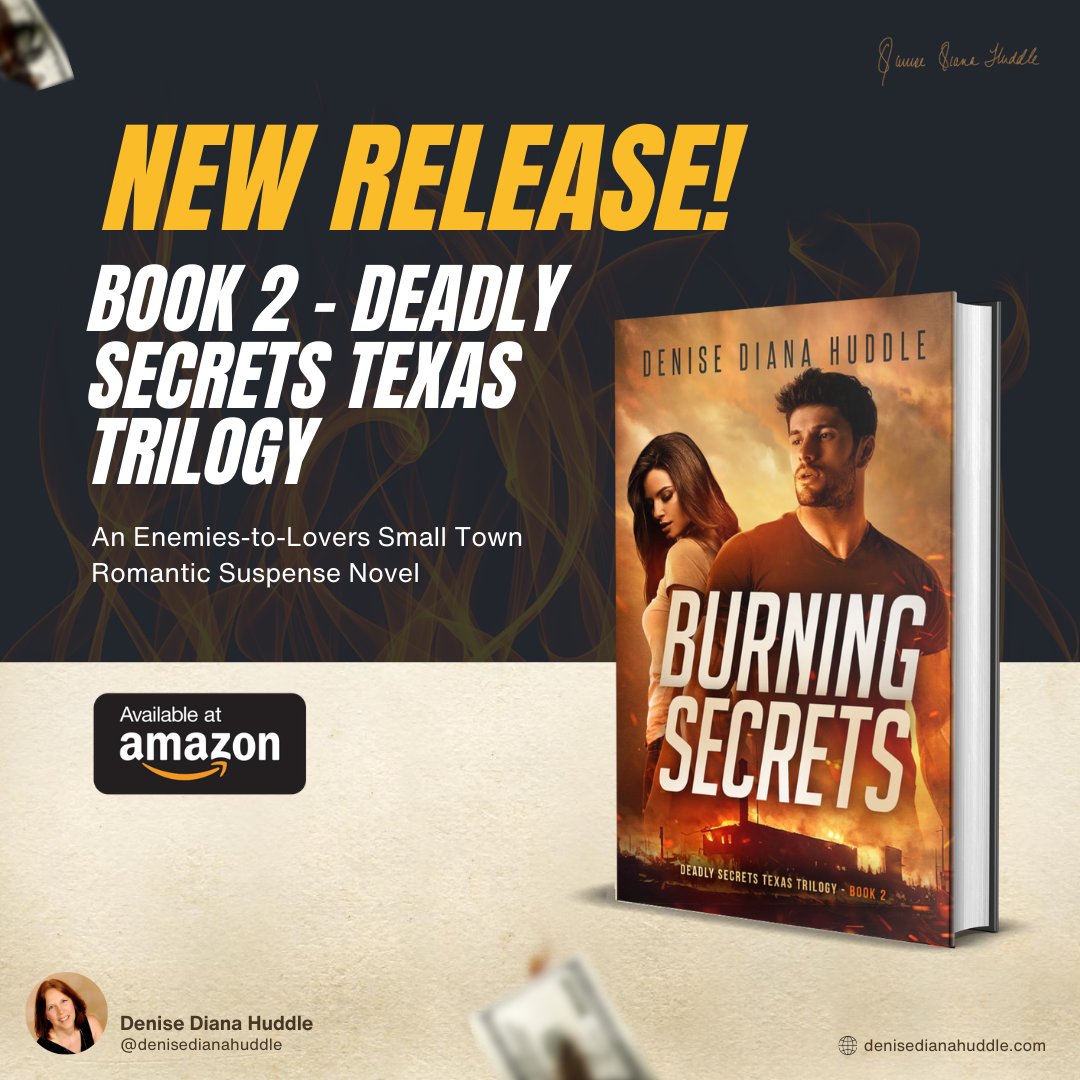 DeniseDHuddle's tweet photo. Get ready for suspense and romance in #BurningSecrets! 🌹✨ Book 2 of the #DeadlySecrets Texas Trilogy is a Golden Palm award-winning story you can’t miss.
.
Get Your Book Now - https://t.co/kptXrHpGEU
Available on Amazon - Click the link in our bio https://t.co/moD4E1jZYi