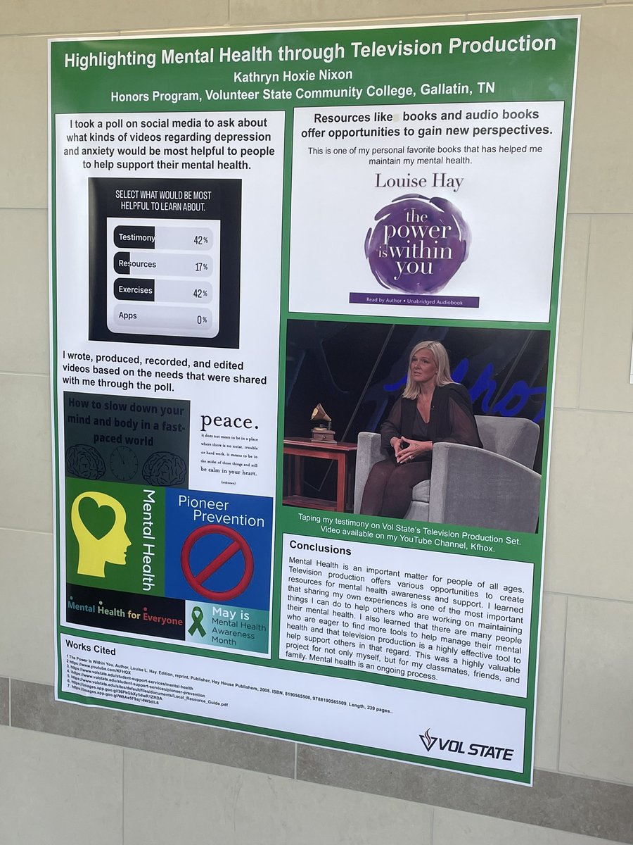 OfficialKFHox's tweet image. I had a great experience defending my Honors Project Highlighting Mental Health through Television Production yesterday! 
#VolState #Honors #MentalHealth #TelevisionProduction