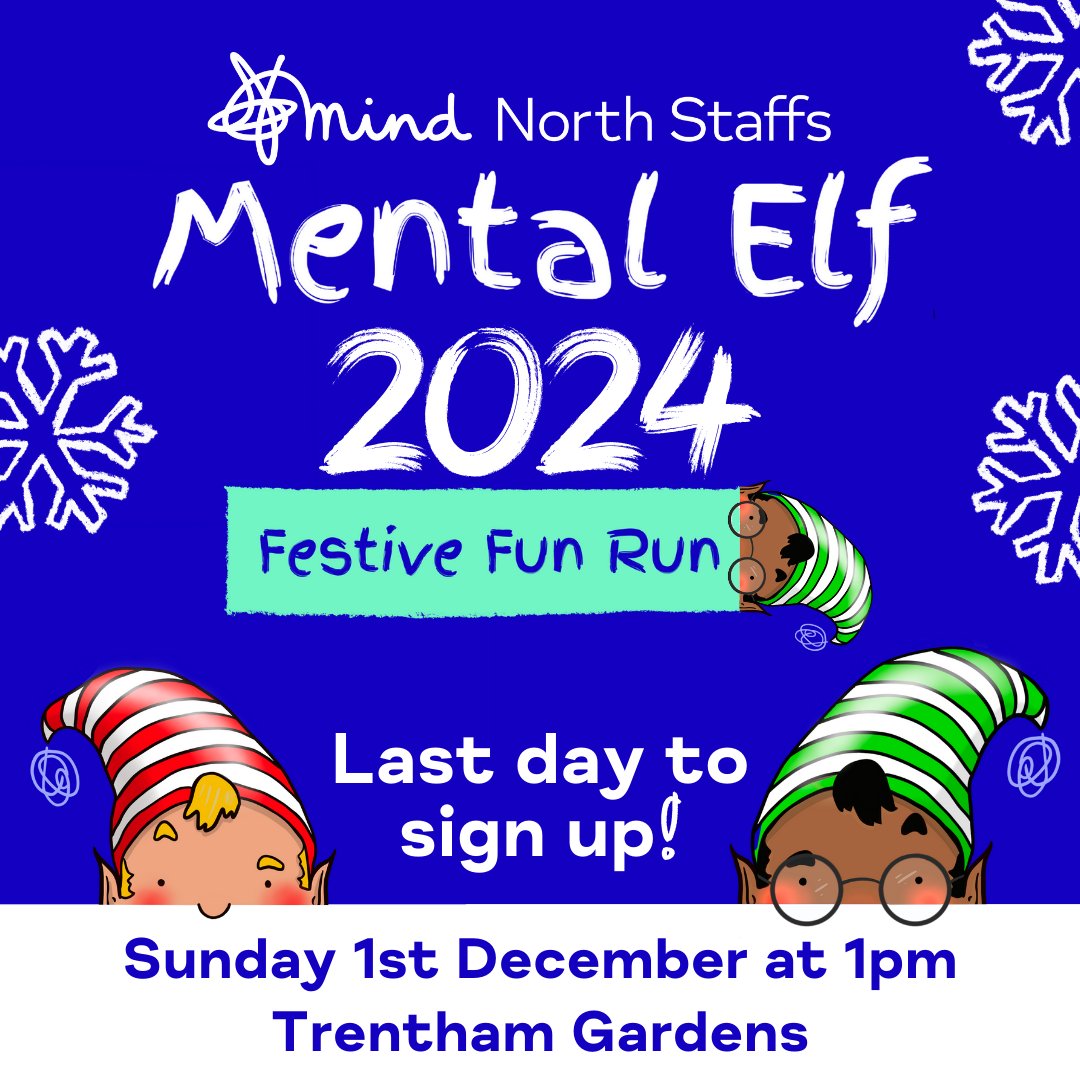 NorthStaffsMind's tweet image. 🎄🏃‍♂️ Hurry, last chance to sign up for the Mental Elf Festive Fun Run! 🎅 Bring the whole family for a 5km walk or run at @TrenthamEstate on 1st December 2024 at 1pm. Sign up today before it's too late: eventbrite.co.uk/e/940871360567… 🎁🐶 #FestiveFunRun #FamilyEvent