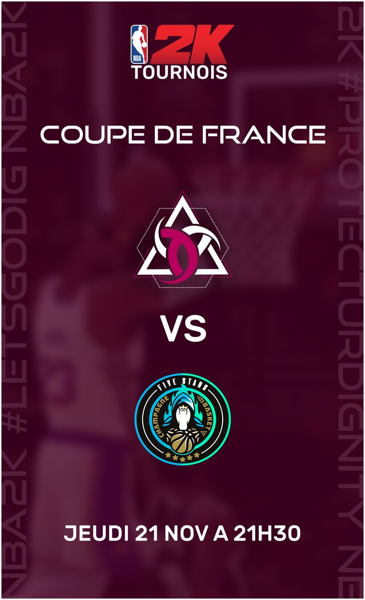COUPE DE FRANCE 🇫🇷🏆

Il est bientôt l'heure de jouer notre dernier BO3, avant de possiblement rejoindre la grande finale ! #NBA2K25 🏀

🆚<a href="/FiveStars_GT/">CHAMPAGNE FIVE STARS 💫</a>
🕙21h30
📽️twitch.tv/breaker

On leur souhaite de briller ce soir ! ✨

#ProtectUrDignity🤍 | #LetsGoDIG🤍