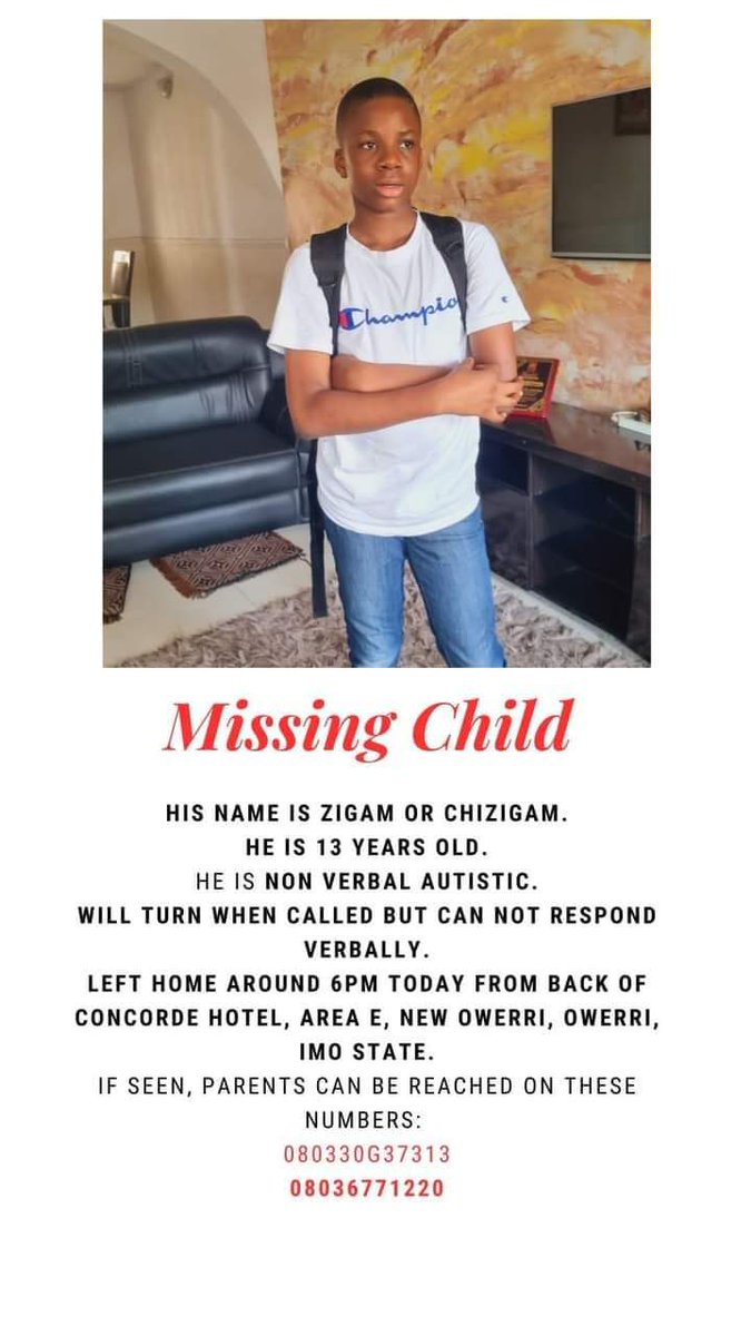 Ekwulu's tweet photo. MISSING PERSON 
KINDLY RE-TWEET. https://t.co/0WRs13cm9T