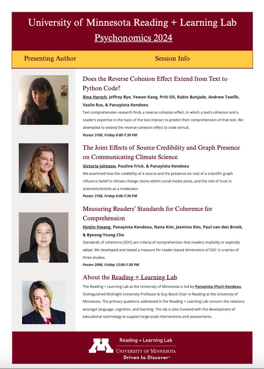 Victoria Johnson (@v_k_johnson) on Twitter photo Going to #psynom24? Check out great work from our lab on misinformation, discourse and memory processes, and code comprehension!Ā <a href="/Kendeou/">Dr. Panayiota (Pani) Kendeou</a> <a href="/RINAHARSCH/">Rina Miyata Harsch--Mastodon: rina@sciences.social</a> <a href="/theHJHwang/">HyeJin Hwang</a> Going to #psynom24? Check out great work from our lab on misinformation, discourse and memory processes, and code comprehension!Ā <a href="/Kendeou/">Dr. Panayiota (Pani) Kendeou</a> <a href="/RINAHARSCH/">Rina Miyata Harsch--Mastodon: rina@sciences.social</a> <a href="/theHJHwang/">HyeJin Hwang</a>