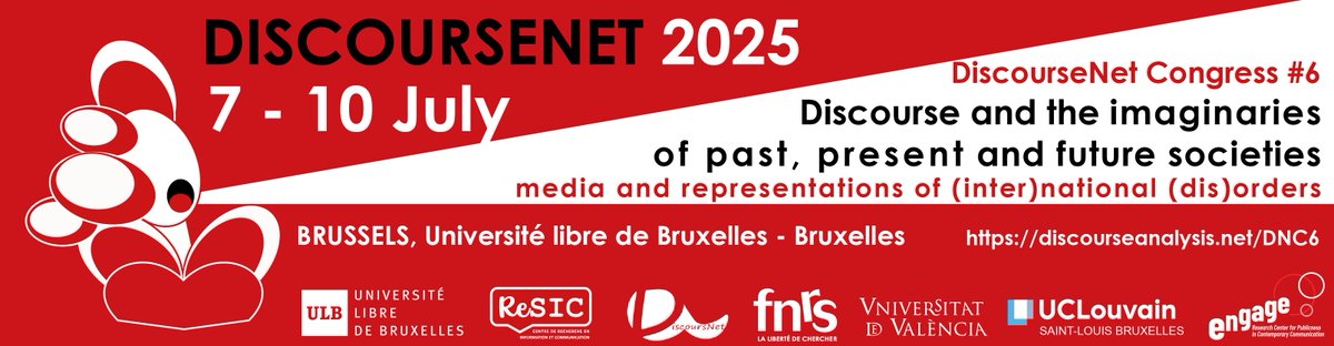 discourse_net's tweet image. We would like to remind you to our DNC6 (7-10.7.2025) conference taking place in Brussels next year! Please apply and join us for science & networking in these challenging times!
discourseanalysis.net/DNC6