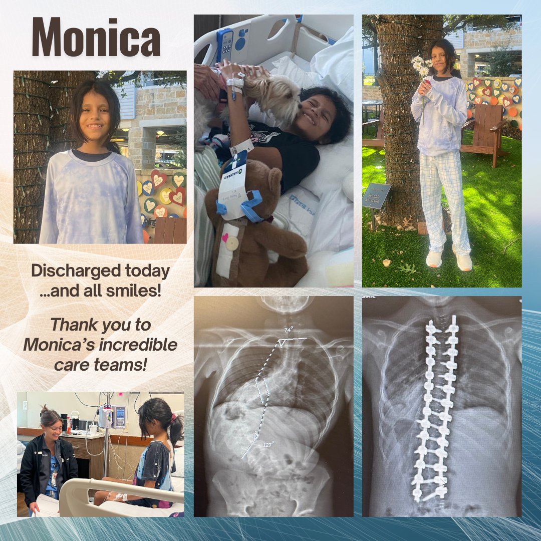 Exciting news—@SpineHope patient Monica Santamaria Narvaez has been discharged from the hospital today! Even this adorable SpineHope volunteer puppy, "Ginger", is joining in the celebration! Her family is beyond grateful to her incredible care teams! #DCMC #Medtronic #Ascension