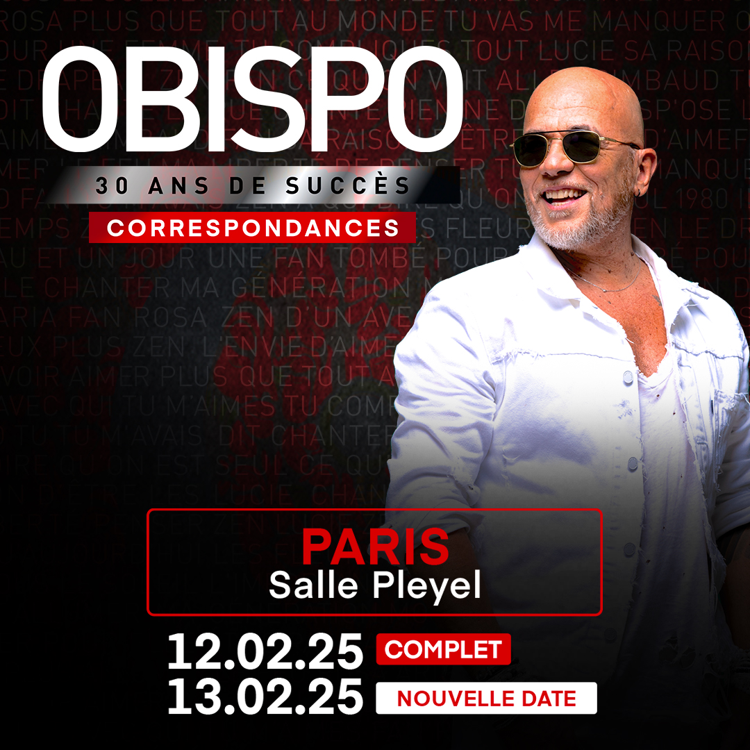 ObispoPascal's tweet image. Merci à tous pour ce magnifique lancement de tournée, vous nous faites vivre des moments magiques chaque soirs…✨pour vous remercier et prolonger encore plus le plaisir, je jouerai une seconde fois à la Salle Pleyel à Paris, le 13 février prochain.
🎫 Mise en vente ce vendredi…