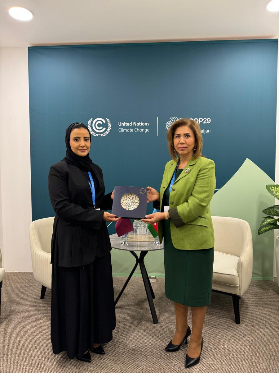 Bahar Muradova (@muradovabahar) on Twitter photo Pleased to meet with Qatar's🇶🇦 Ministry of Social Development and Family delegation during the <a href="/COP29_AZ/">COP29 Azerbaijan</a>.
Emphasised the strong bilateral ties between 🇦🇿-🇶🇦 and growing collaboration among OIC member states. Agreed to continue cooperation on relevant policies btw our entities. Pleased to meet with Qatar's🇶🇦 Ministry of Social Development and Family delegation during the <a href="/COP29_AZ/">COP29 Azerbaijan</a>.
Emphasised the strong bilateral ties between 🇦🇿-🇶🇦 and growing collaboration among OIC member states. Agreed to continue cooperation on relevant policies btw our entities.
