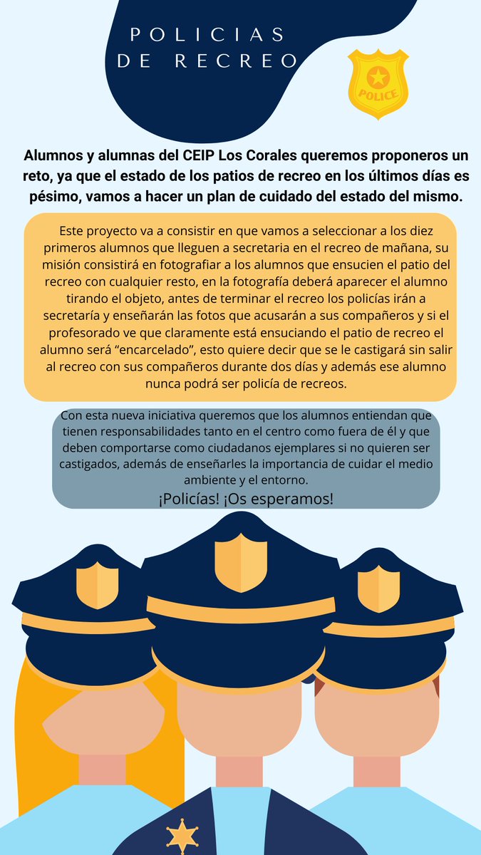CEIPLosCorales's tweet photo. Alumnos y alumnas del CEIP Los Corales, os informamos de nuestro nuevo plan para asegurar la limpieza del entorno escolar. #educauja https://t.co/SdG8h0KsqB