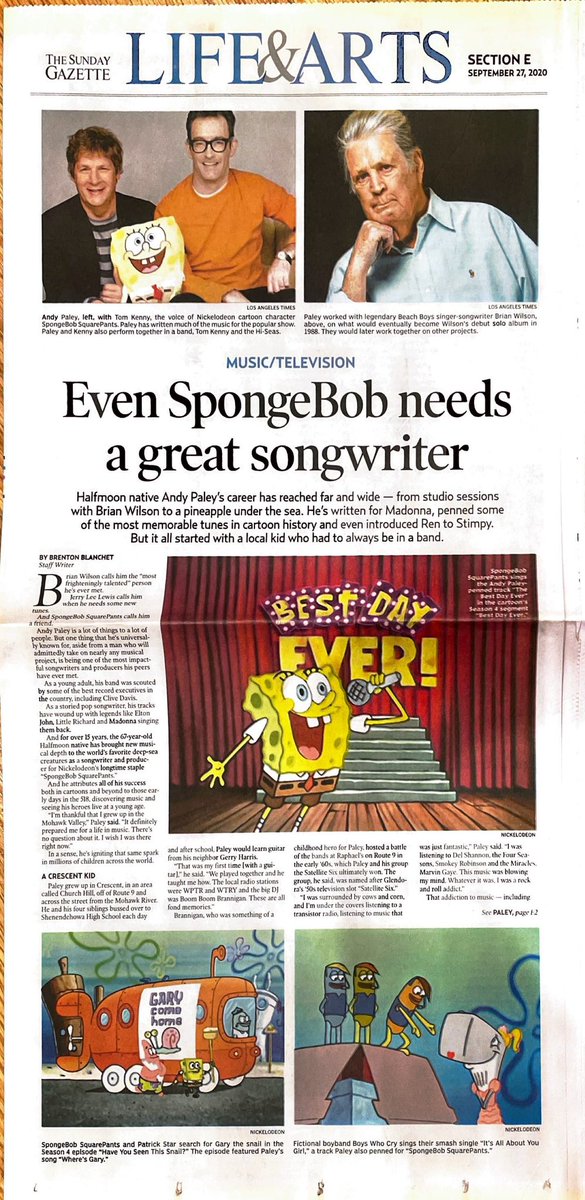 I’ve been quite sad today after learning about the passing of Andy Paley — who, among too many other things to list, truly shaped the music of SpongeBob SquarePants. 

I had the joy of getting to know Andy many years ago for a few <a href="/dgazette/">Daily Gazette</a> stories, including this profile.