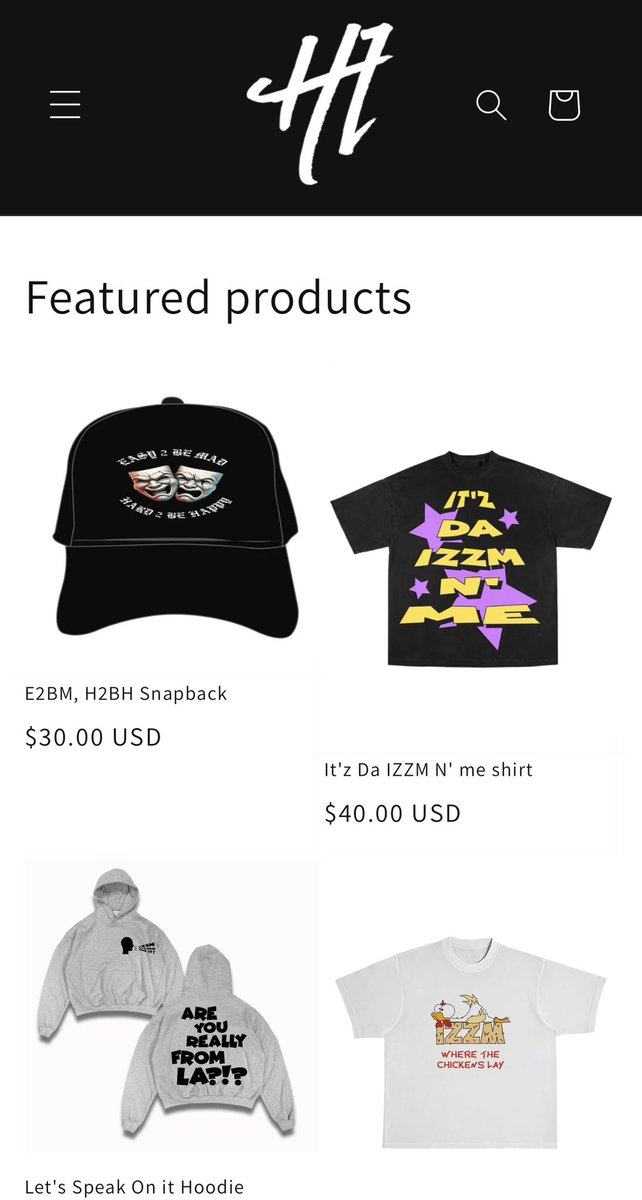 IZZM Merchandise Now Live ✅ PROMO CODE: E2BMH2BH 
hollandizz.myshopify.com