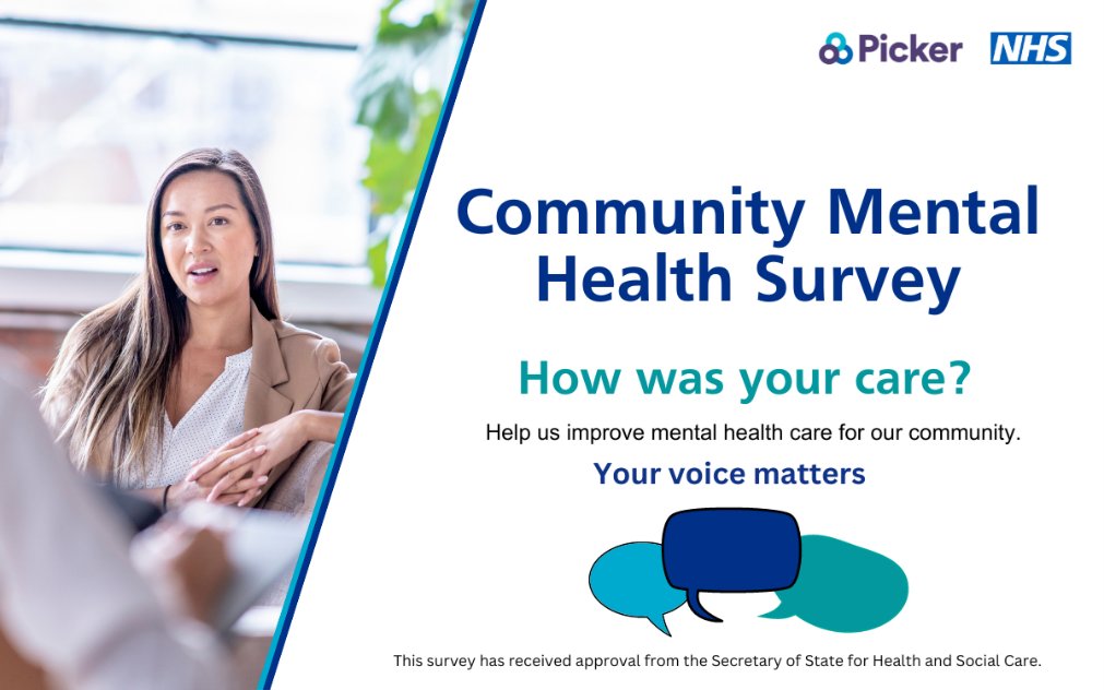 InvolvementCPFT's tweet image. Recently used NHS Community Mental Health services?
Look out for the #CommunityMentalHealthSurvey arriving in the post soon. Your valuable feedback will help us improve the quality of our care and people’s experience. @CPFT_NHS @HW_CambsPboro @SUNnetworkCambs @cpslmind
