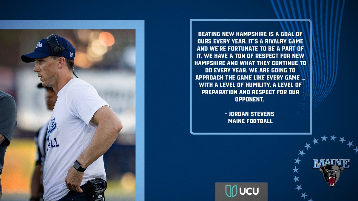 Our UCU Quote of the Week comes from Jordan Stevens as football hosts UNH on Saturday for their Senior Day!

#blackbearnation // UCU // <a href="/BlackBearsFB/">Maine Football</a>