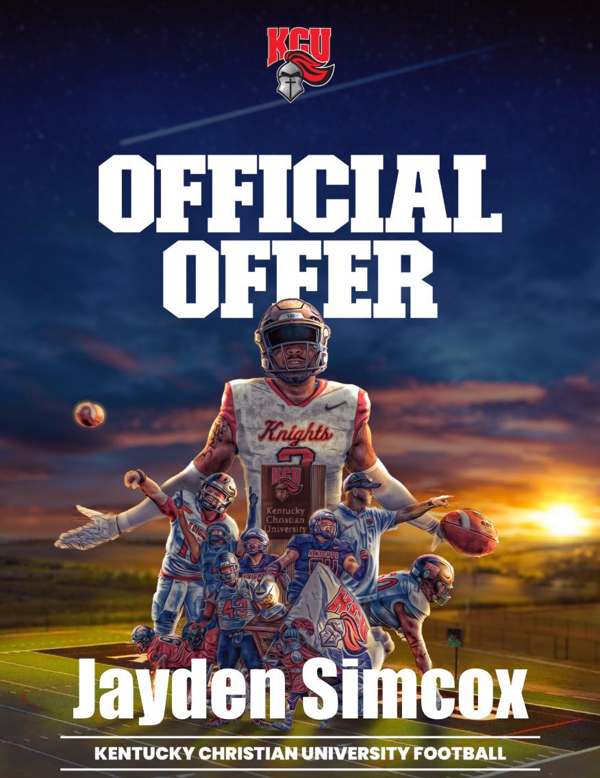 Jayden Simcox (@jayden_simcox) on Twitter photo After a great phone call with Coach <a href="/coach_G63/">Ethan Gossage</a> i’m blessed to receive my 7th offer (1st scholarship offer) from Kentucky Christian University ‼️ After a great phone call with Coach <a href="/coach_G63/">Ethan Gossage</a> i’m blessed to receive my 7th offer (1st scholarship offer) from Kentucky Christian University ‼️