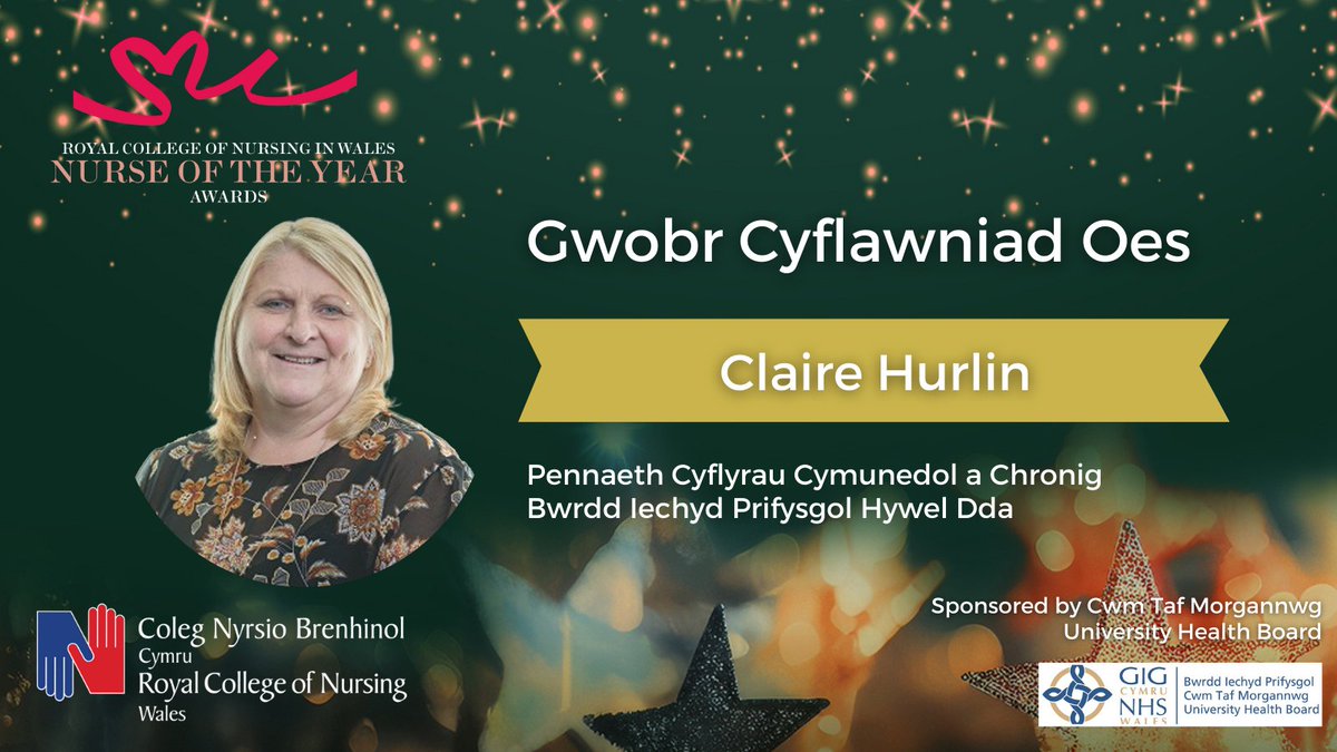 Mae'n bleser gennym gyhoeddi mai enillydd Gwobr Cyflawniad Oes #WalesNOTY24 RCN Cymru, a noddir gan <a href="/CwmTafMorgannwg/">Cwm Taf Morgannwg University Health Board</a>, yw Claire Hurlin <a href="/HywelDdaHB/">Hywel Dda UHB</a>!