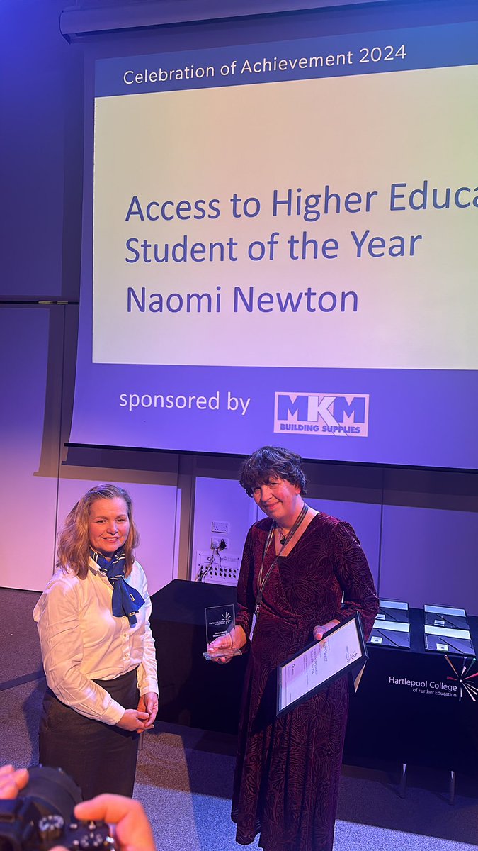 Hartlepool College (@hartlepoolfe) on Twitter photo Access to Higher Education Student of the Year 2024 ~ NAOMI NEWTON sponsored by <a href="/mkmbs/">MKM Building Supplies</a> #HCFECOA2024 #TransformingLives #175yrs Access to Higher Education Student of the Year 2024 ~ NAOMI NEWTON sponsored by <a href="/mkmbs/">MKM Building Supplies</a> #HCFECOA2024 #TransformingLives #175yrs