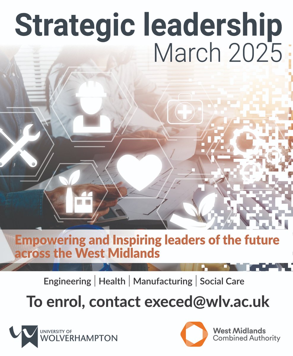 Unlock Your Leadership Potential!🚀
Elevate your leadership skills with the Strategic Leadership and Management Training Course at the University of Wolverhampton, in collaboration with West Midlands Combined Authority. Apply now: bit.ly/3Cq1u2C 
#Leadershipdevelopment