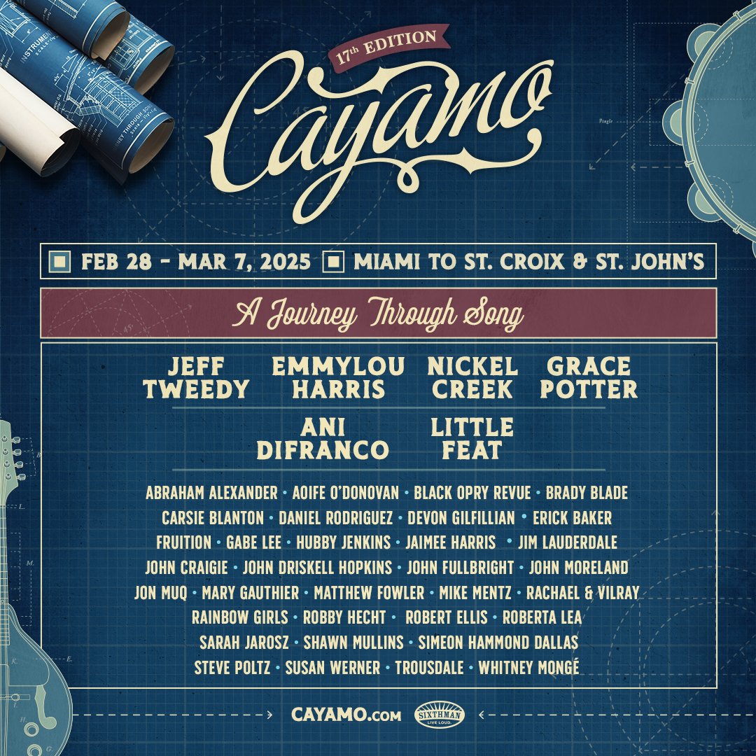 Cayamo (@cayamo) on Twitter photo Your 2025 lineup is complete β¨ Please give a welcoming round of applause to <a href="/odonovanaoife/">Aoife O'Donovan</a>, <a href="/ErickBaker/">Erick Baker</a>, and <a href="/sarahjarosz/">Sarah Jarosz</a> who will be coming aboard to perform their solo projects! Head to cayamo.com to learn more about each artist joining us this February πΆ Your 2025 lineup is complete β¨ Please give a welcoming round of applause to <a href="/odonovanaoife/">Aoife O'Donovan</a>, <a href="/ErickBaker/">Erick Baker</a>, and <a href="/sarahjarosz/">Sarah Jarosz</a> who will be coming aboard to perform their solo projects! Head to cayamo.com to learn more about each artist joining us this February πΆ