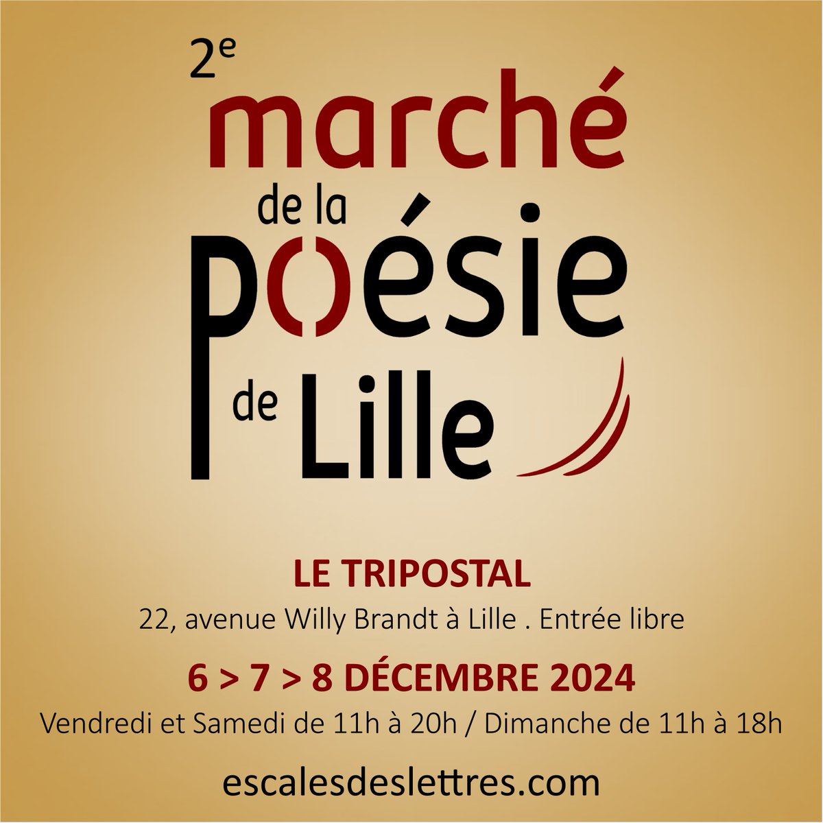 Marché de la Poésie (@mdlpparis) on Twitter photo Pour sa 2e édition, le Marché de la Poésie de Lille pose ses valises dans un lieu à forte identité culturelle : Le Tripostal - Lille !
Plus d'infos : marche-poesie.com/lille-2024/ <a href="/EscalesLettres/">escales des lettres</a> <a href="/lillefrance/">Ville de Lille</a> Pour sa 2e édition, le Marché de la Poésie de Lille pose ses valises dans un lieu à forte identité culturelle : Le Tripostal - Lille !
Plus d'infos : marche-poesie.com/lille-2024/ <a href="/EscalesLettres/">escales des lettres</a> <a href="/lillefrance/">Ville de Lille</a>