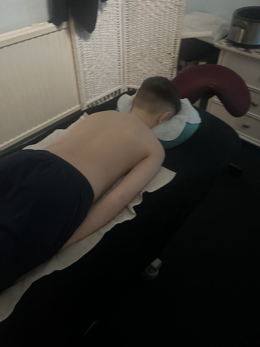 sarah_sumner's tweet photo. Age 11 and already booking massages 🤣🤣🤣  deep pressure helps him regulate 💙🥰 https://t.co/1EbPisItwE