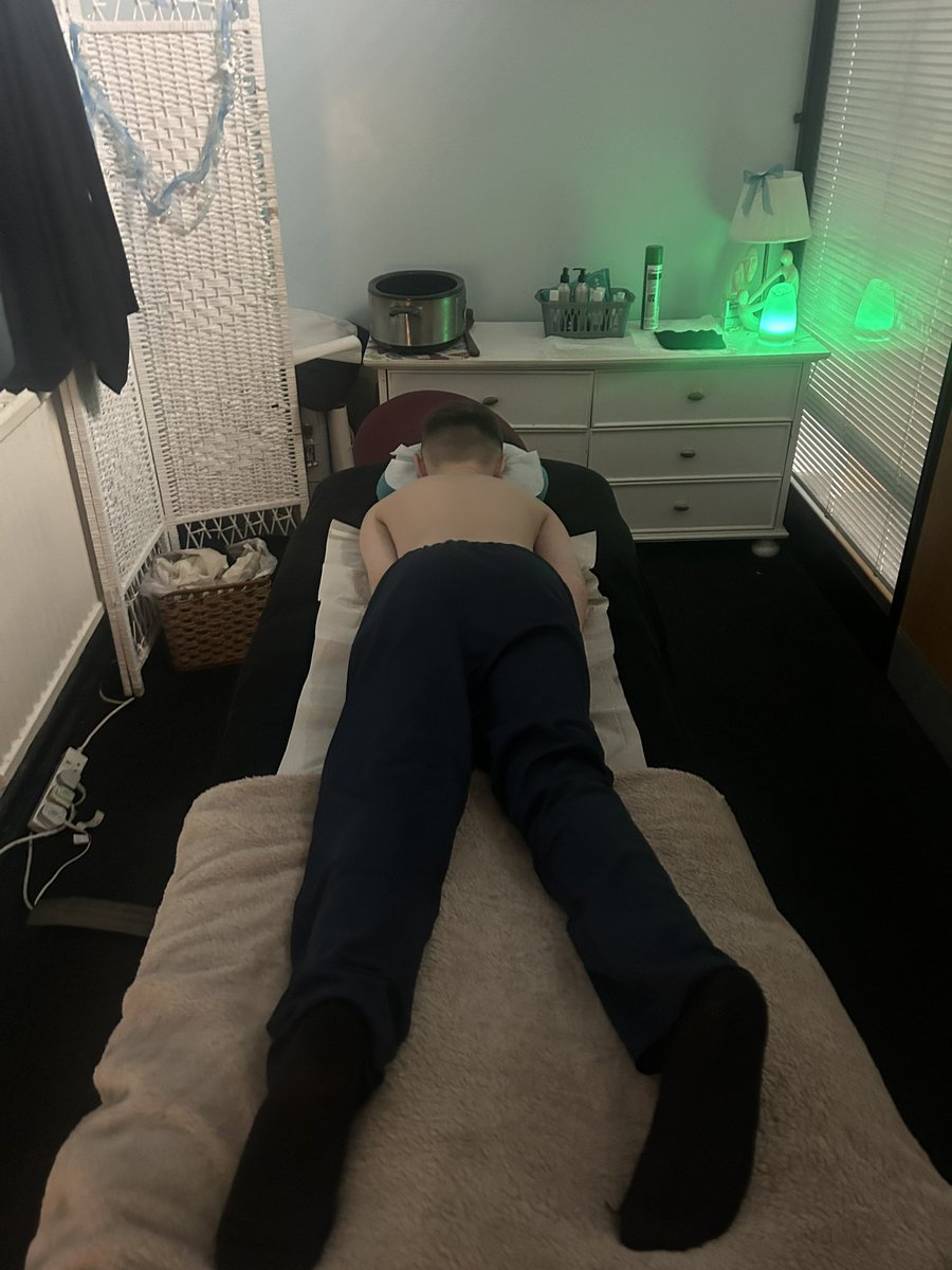 sarah_sumner's tweet photo. Age 11 and already booking massages 🤣🤣🤣  deep pressure helps him regulate 💙🥰 https://t.co/1EbPisItwE