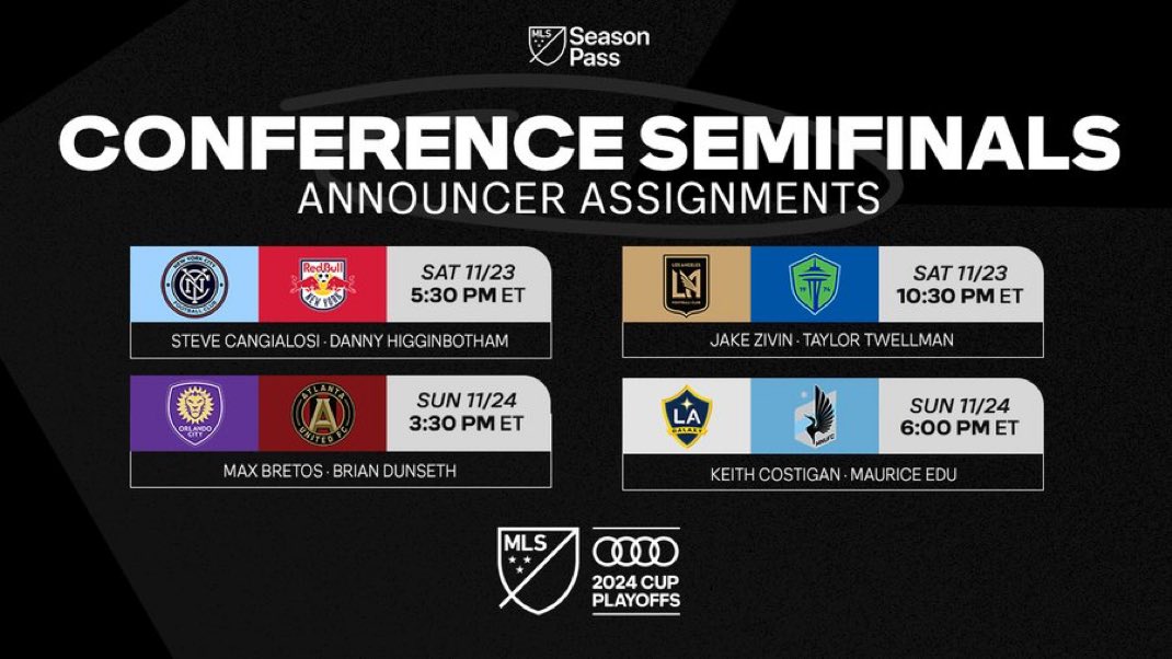 MaxBretosSports's tweet photo. Dunny &amp; I will be on the call for the biggest Southern #MLSCupPlayoff game in @MLS history.
Cue up the Florida / Georgia line Sunday 3:30p ET #MLSSeasonPass @AppleTV 
Holler! https://t.co/f5ZTPkDJWP