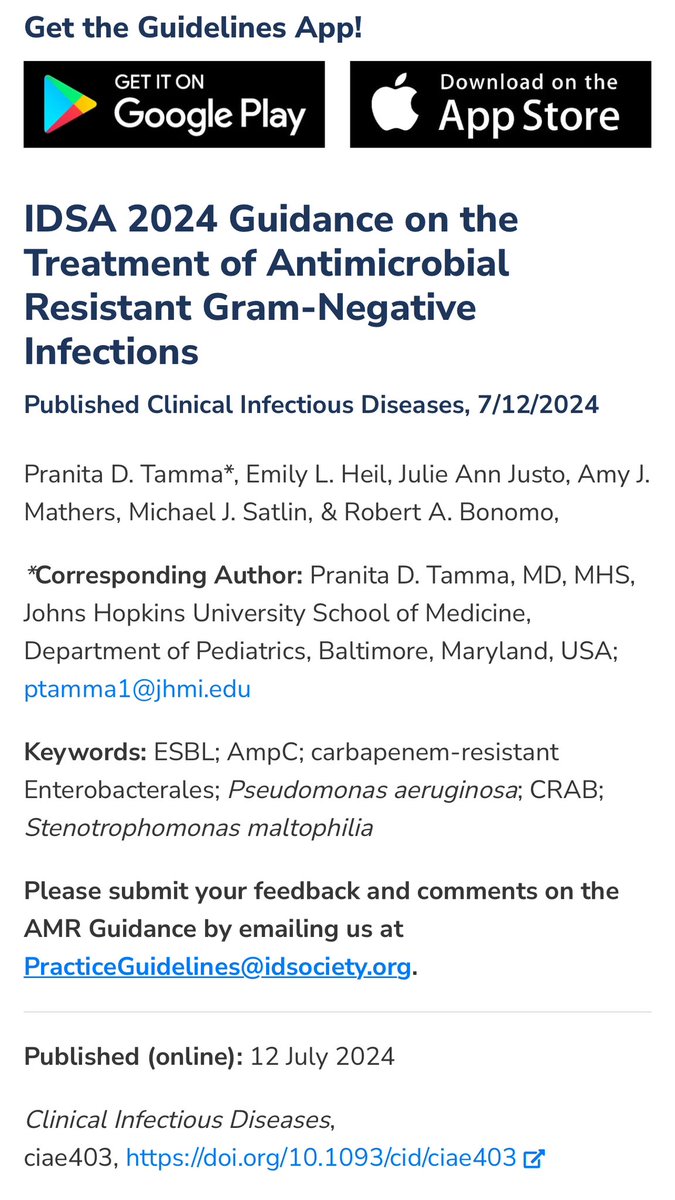 <a href="/SIDPharm/">SIDP</a> 📄 The <a href="/IDSAInfo/">IDSA</a> guidance for treating resistant Gram negative infections has been fantastic, last updated in July!

idsociety.org/practice-guide…

#FightAR #USAAW24