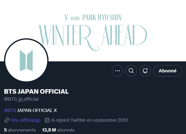 ARMYFRANCE_'s tweet photo. [@BTS_twt x #V]

Les différents comptes de BTS ont changé de bannière et de photos de profil pour le comeback de V avec 'Winter Ahead'.

#BTS https://t.co/MEso66ZCjc