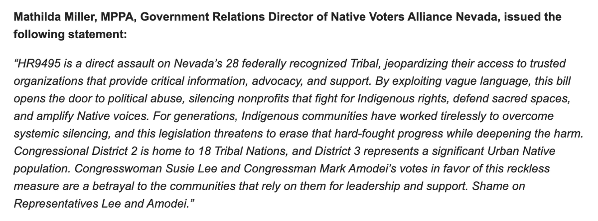 Institute for a Progressive Nevada (@progressfornv) on Twitter photo .<a href="/nva_nevada/">Native Voter Alliance Nevada</a> on <a href="/RepSusieLee/">Congresswoman Susie Lee</a> and <a href="/MarkAmodeiNV2/">Rep. Mark Amodei</a>'s votes for dangerous legislation to allow for political abuse .<a href="/nva_nevada/">Native Voter Alliance Nevada</a> on <a href="/RepSusieLee/">Congresswoman Susie Lee</a> and <a href="/MarkAmodeiNV2/">Rep. Mark Amodei</a>'s votes for dangerous legislation to allow for political abuse